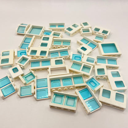 LEGO Small Building, White with Blue Inserts, Building, Approx. 70g