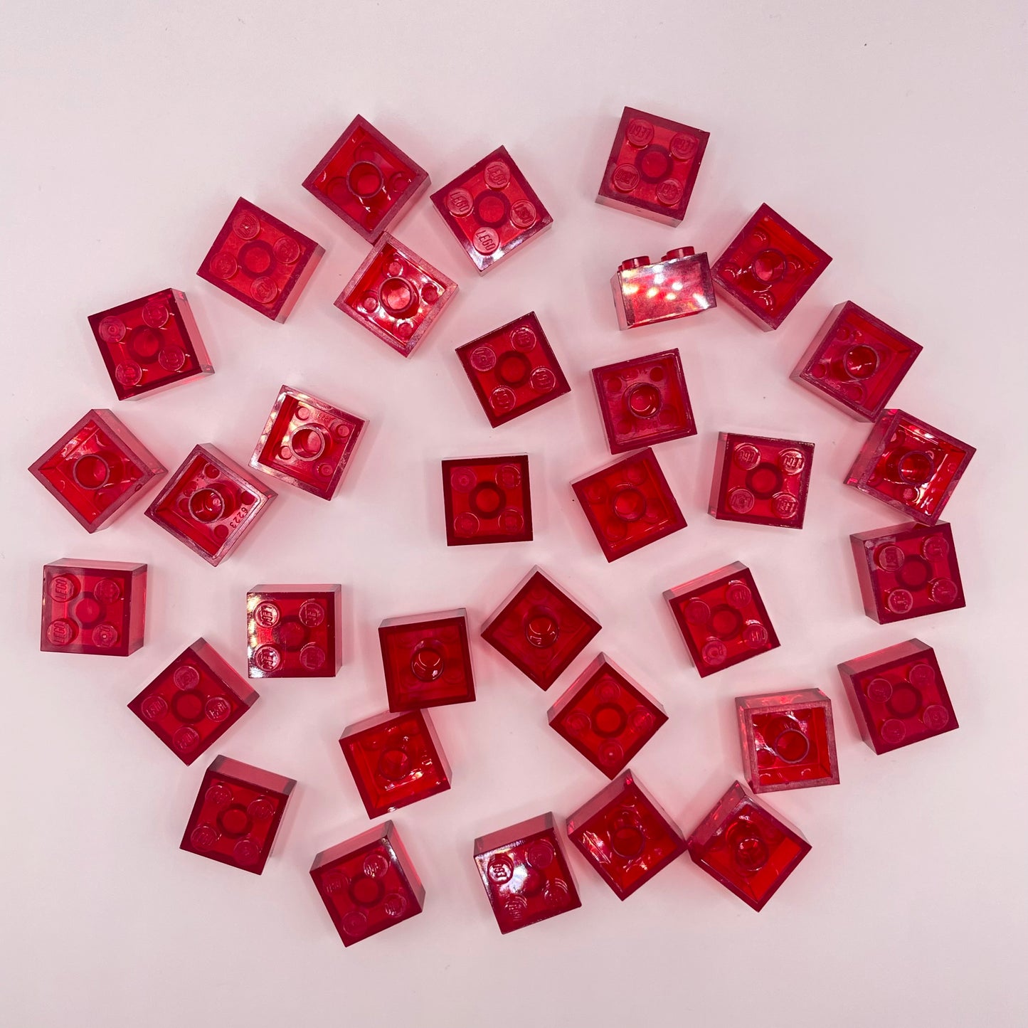 LEGO 2x2 Bricks,  Transparent Red, 30 Pieces