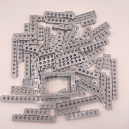 LEGO Bricks and Plates, Technic, Light Bluish Grey, Approx. 130g