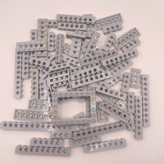 LEGO Bricks and Plates, Technic, Light Bluish Grey, Approx. 130g