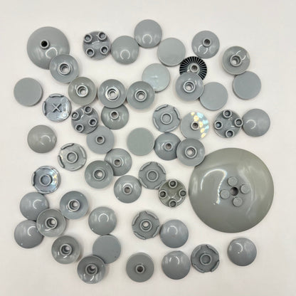 LEGO Light Bluish Grey, Round Tiles and Dishes, Approx. 20g
