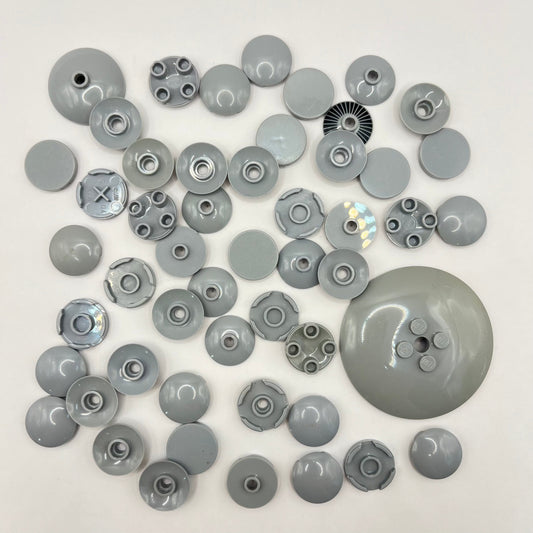 LEGO Light Bluish Grey, Round Tiles and Dishes, Approx. 20g