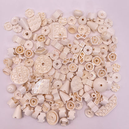 LEGO Round, Mixed Pieces, White, Approx. 100g