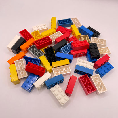 LEGO 2 x 4 Bricks, Mixed Colours, 50 Pieces, Good/Fair condition