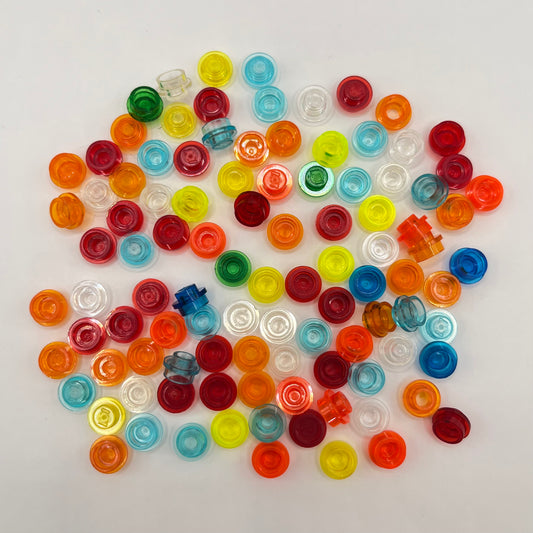 LEGO Mixed Colours, Transparent, 1x1 Round, (100 Pieces)