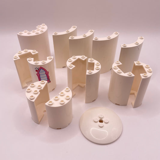 LEGO Round Panels, Cylinder, White, Building, Approx. 65g