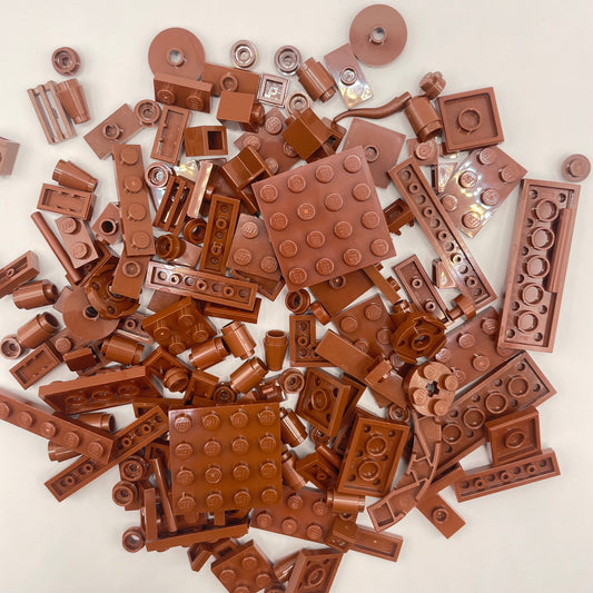 LEGO Plates, Tiles, Some Greebling, Reddish Brown, Approx. 65g