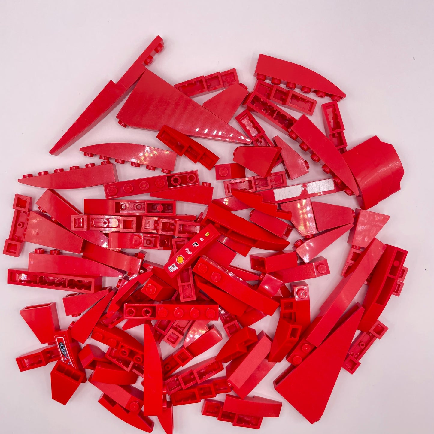 LEGO Red,  Mixed Skinny Tall Slopes, Approx. 110g