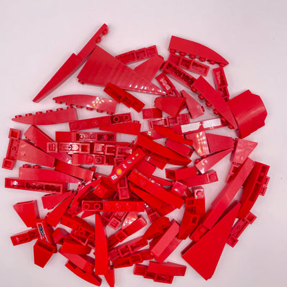 LEGO Red,  Mixed Skinny Tall Slopes, Approx. 110g