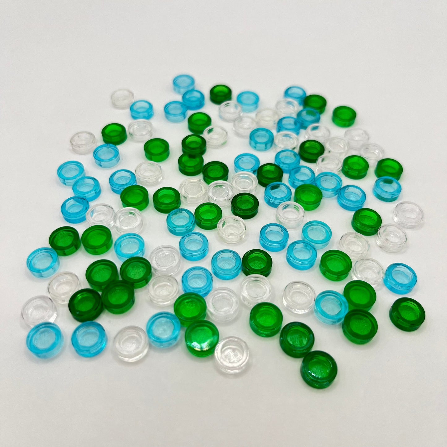 LEGO Water Transparent Tiles, Green, Blue, Clear, (100 Pieces)