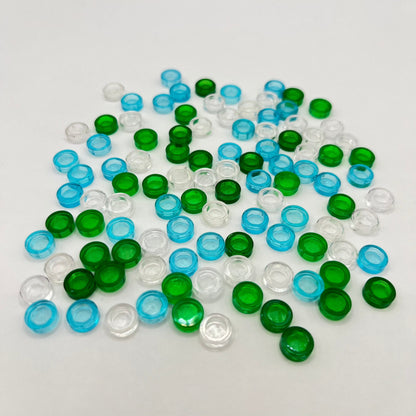LEGO Water Transparent Tiles, Green, Blue, Clear, (100 Pieces)