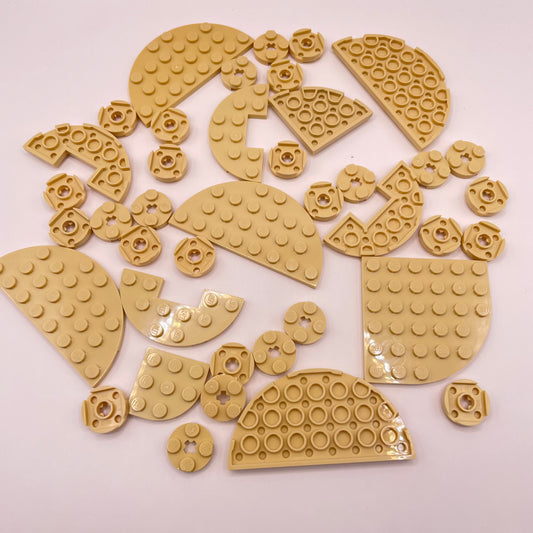 LEGO Round Plates, Tan, Approx. 40g