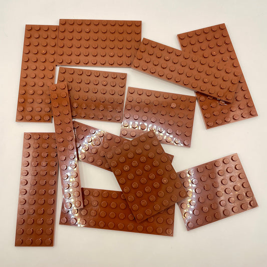 LEGO Medium Plates, Reddish Brown, Approx. 80g