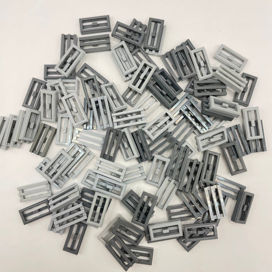 LEGO 1x2 Grills, Mixed Grey, 100 Pieces