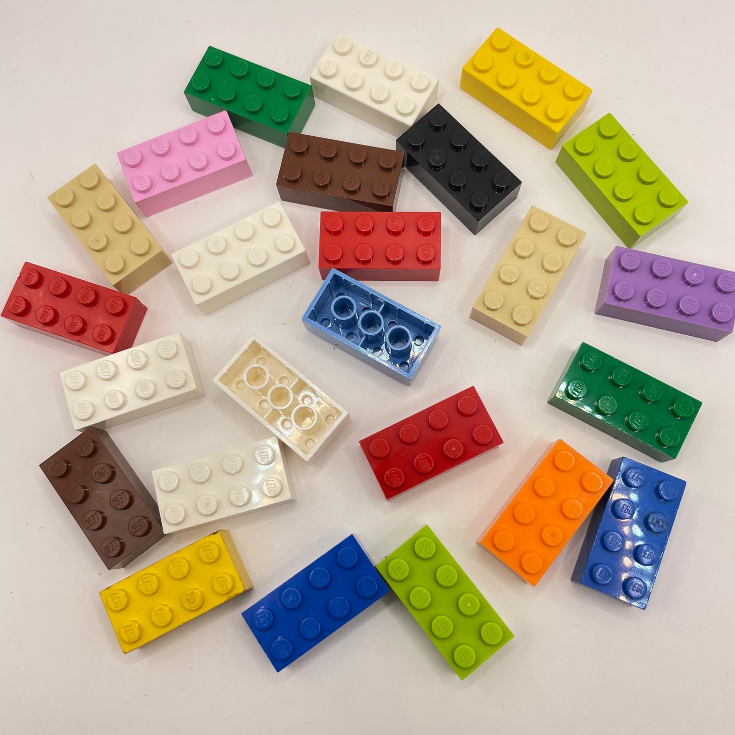 LEGO 2 x 4 Bricks, Mixed Colours, 25 Pieces