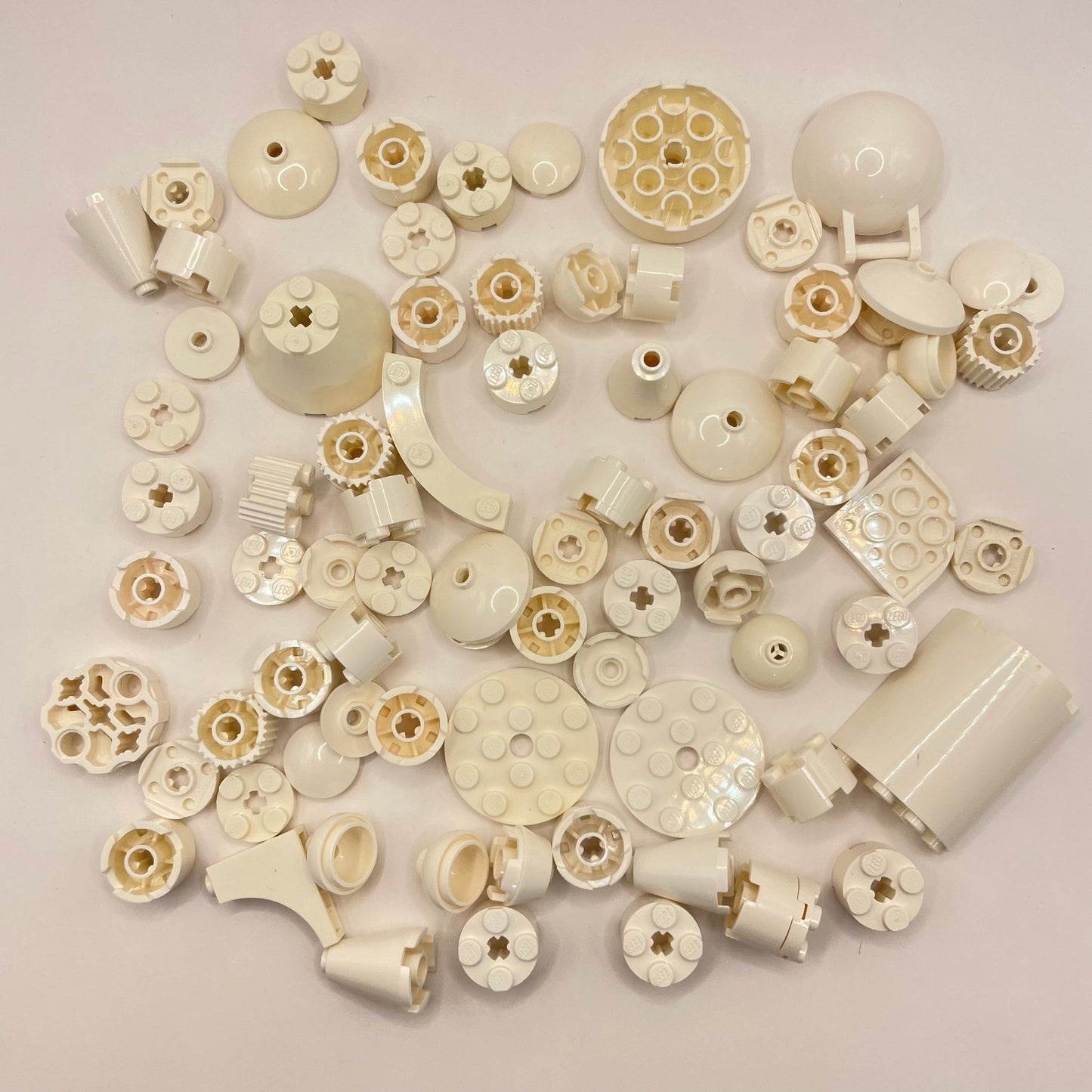 LEGO Round Pieces, White, Approx. 80g