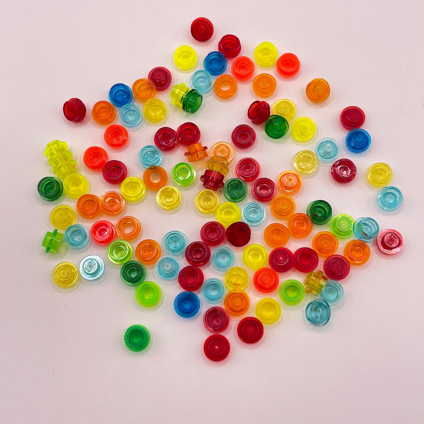 LEGO Mixed Colours, Transparent, 1x1 Round, (100 Pieces)