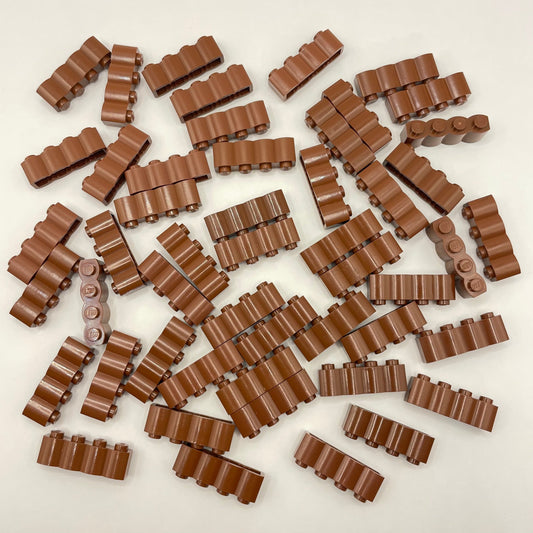 LEGO Reddish Brown Log Profile Bricks 1x4 (50 Pieces)