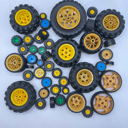 LEGO Mixed Wheels, Colourful Hubs, Approx. 250g