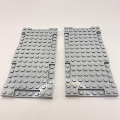 LEGO 8x16 Modified Plates, Light Bluish Grey, 2 Pieces,