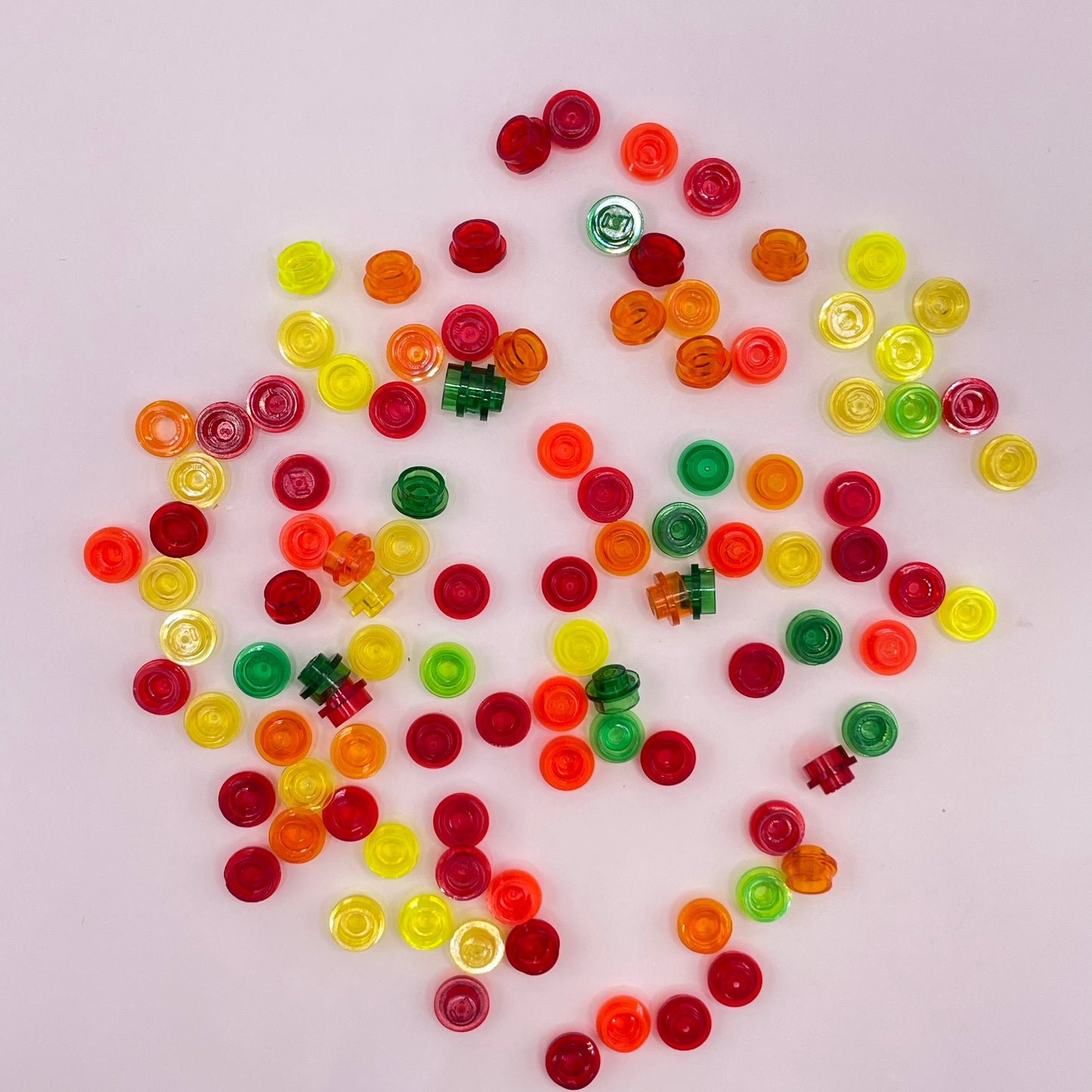 LEGO Plates Round 1x1, Transparent, Colourful, 100 Pieces