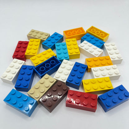 LEGO 2 x 4 Bricks, Mixed Colours, 25 Pieces
