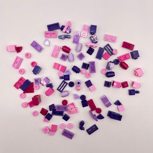 LEGO Greebling, Mixed Pink and Purple, 100 Pieces