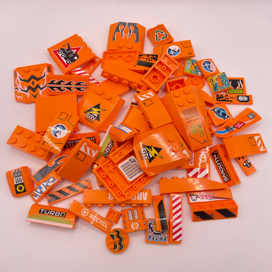 LEGO  Stickered Pieces, Mixed Orange, , Approx. 80g
