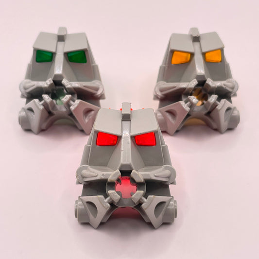 LEGO Bionicle, Head Connector Block, Old Light Grey, Transparent, 3 Pieces
