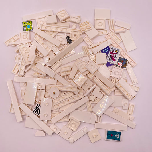 LEGO Mixed Tiles, Some Prints, White, Approx. 85g