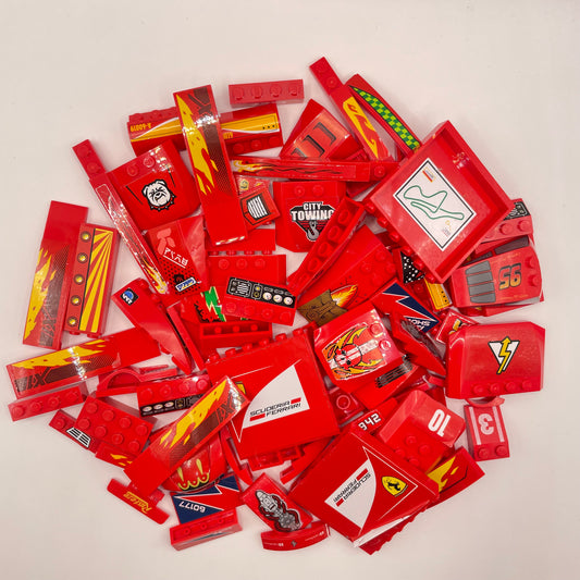 LEGO  Stickered Pieces,  Red, Vehicle, Approx. 140g