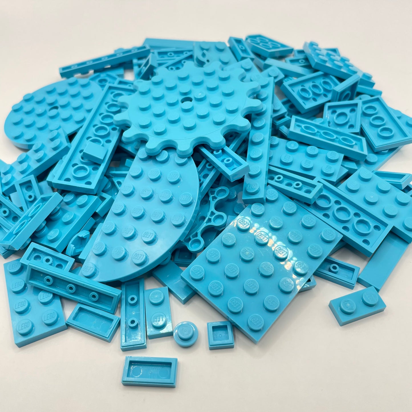LEGO Plates and Tiles, Medium Azure, Approx. 100g