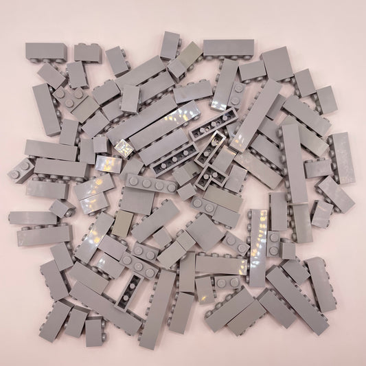 LEGO Bricks 1x Wide, Short, Light Bluish Grey, Approx. 120g