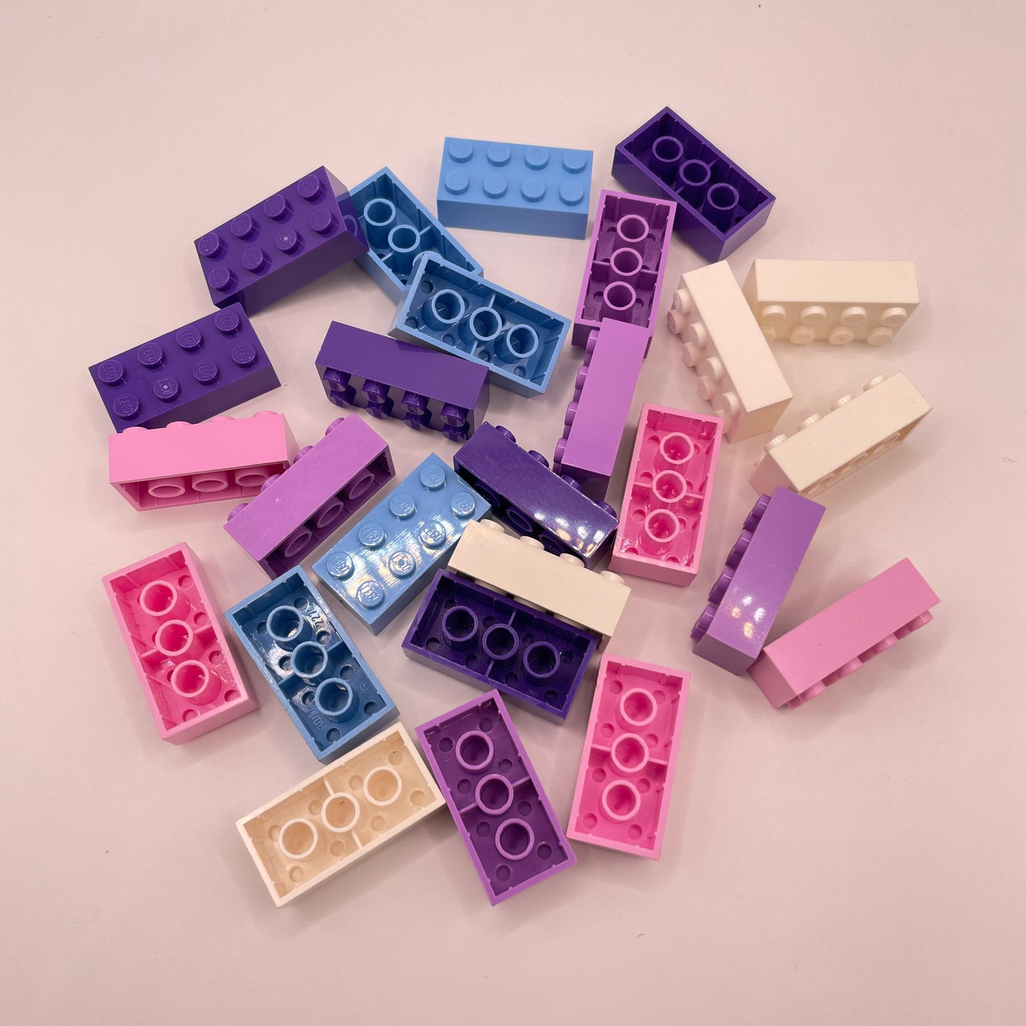 LEGO 2 x 4 Bricks, Mixed Colours, Pink and Purple, 25 Pieces