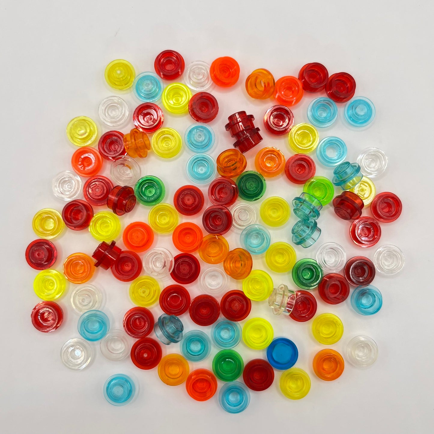 LEGO Mixed Colours, Transparent, 1x1 Round, (100 Pieces)