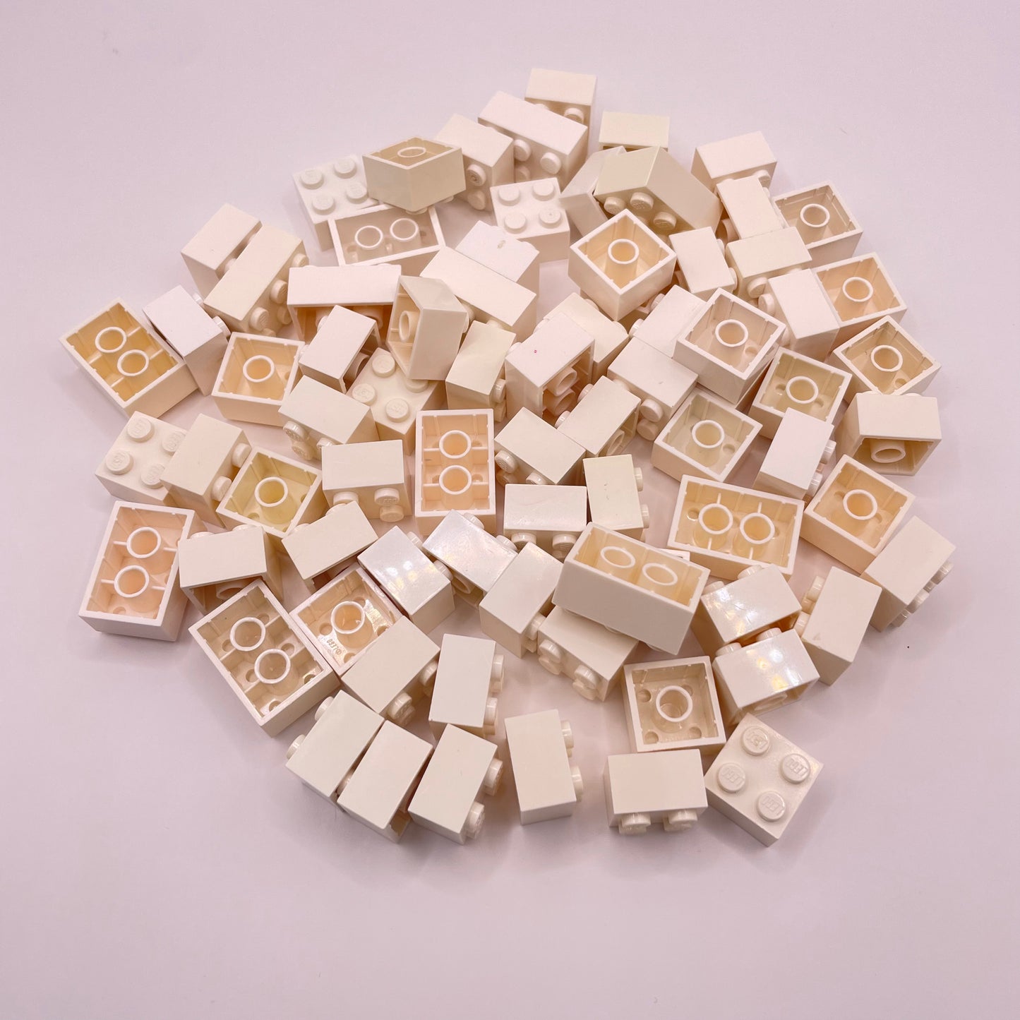 LEGO Bricks, Short, 2x Wide, White, Approx. 100g