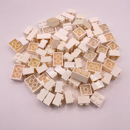 LEGO Bricks, Short, 2x Wide, White, Approx. 100g