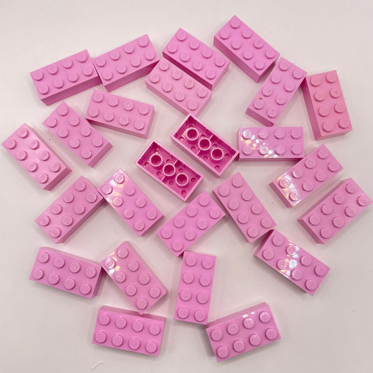 LEGO 2 x 4 Bricks, Bright Pink, 25 Pieces