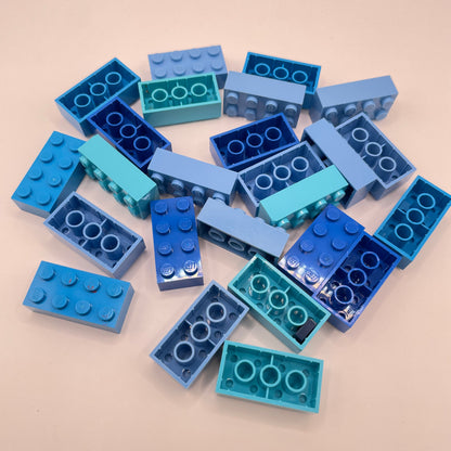 LEGO 2 x 4 Bricks, Blues, Mixed Colours, 25 Pieces