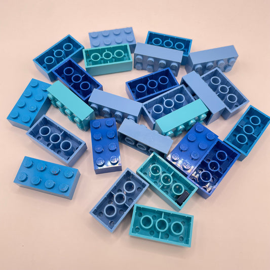 LEGO 2 x 4 Bricks, Blues, Mixed Colours, 25 Pieces