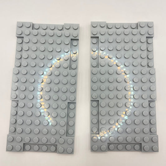 LEGO 8x16 Modified Plates, Light Bluish Grey, 2 Pieces,
