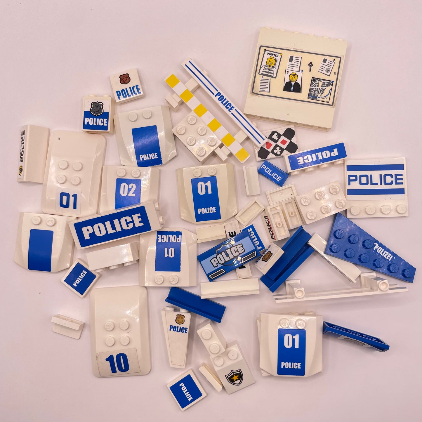 LEGO Prints and Stickers, Police, Mixed Pieces,White, Approx. 70g