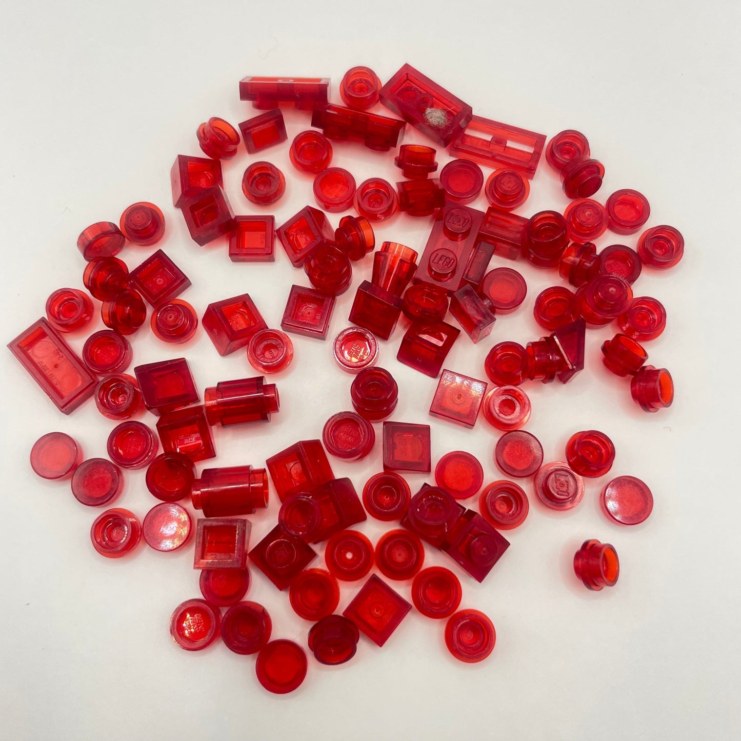 LEGO Transparent Red, Mixed Pieces, (100 Pieces)