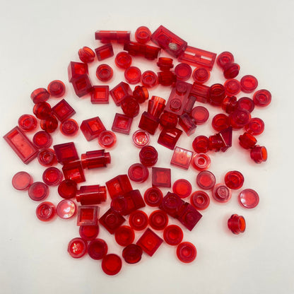 LEGO Transparent Red, Mixed Pieces, (100 Pieces)