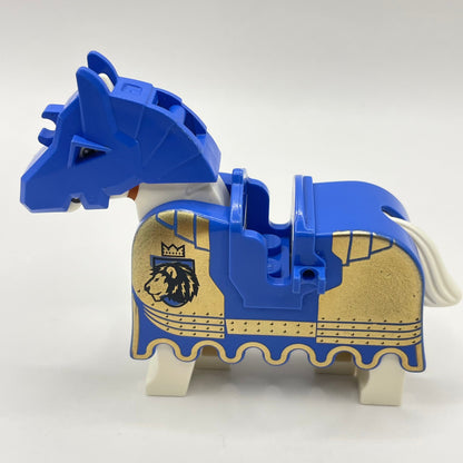 LEGO White Horse with Barding Ruffled Edge Knights Kingdom II with Lion and Battle Helmet, Castle, Animal