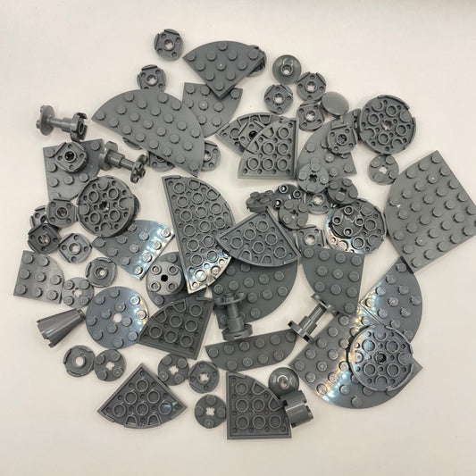 LEGO Plates Round, Dark Bluish Grey, Approx. 75g