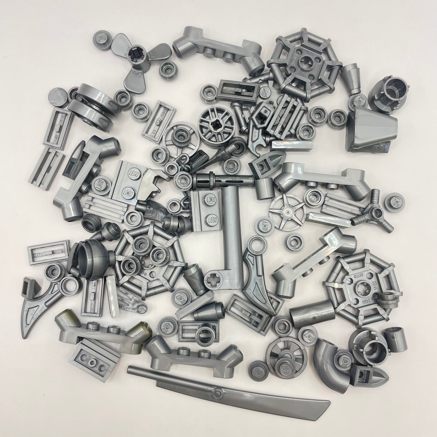 LEGO Mixed Pieces, Pearl Silver, 100 Pieces