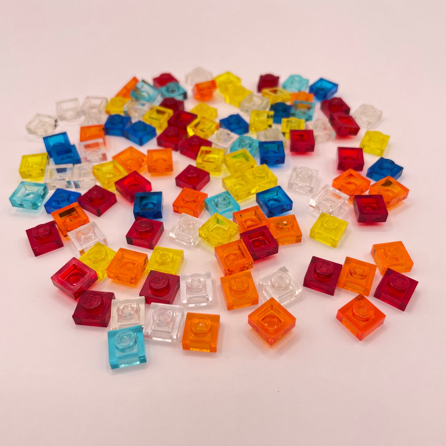 LEGO Mixed Colours Transparent, 1x1 Square, (100 Pieces)