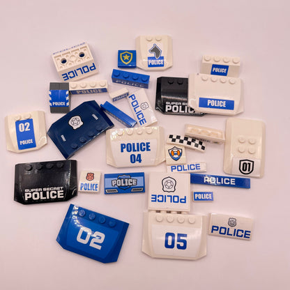LEGO Prints and Stickers, Police, Mixed Pieces, Mixed Colours, Approx. 55g