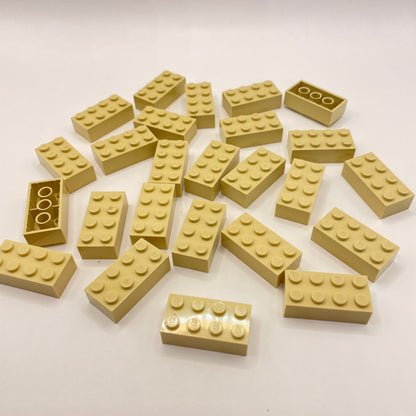LEGO 2 x 4 Bricks, Tan, 25 Pieces